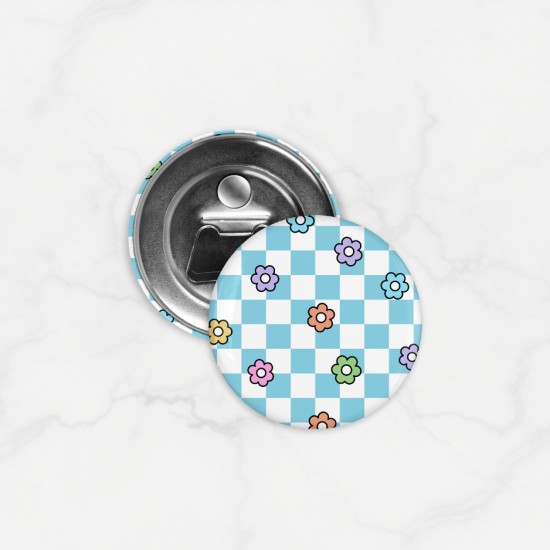 Pembuka Tutup Botol Magnet Tema Spring Flower Checkered Pattern Pembuka Tutup Botol Magnet Tema Spring Flower Checkered Pattern